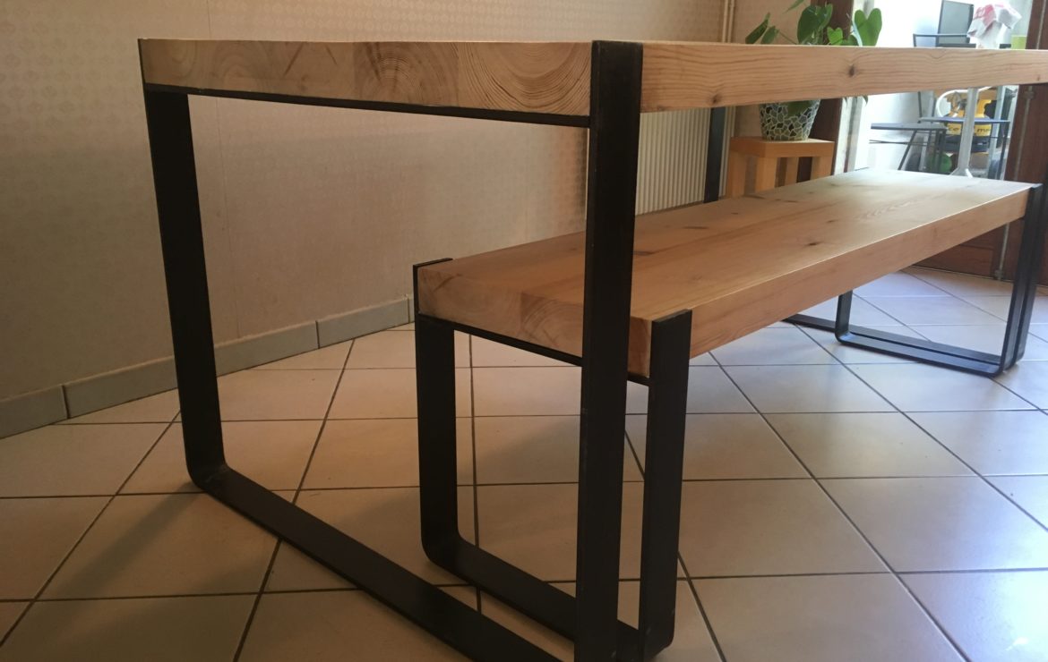 Table et Banc sur mesure en métal & bois