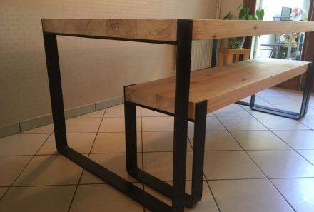 Table et Banc sur mesure en métal & bois